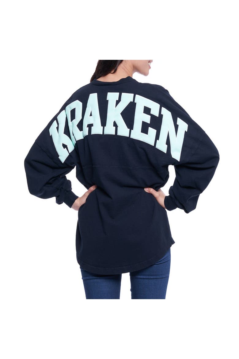 Women's Fanatics Branded Navy Seattle Kraken Lace Up Long Sleeve Spirit Top, Alternate, color, Navy