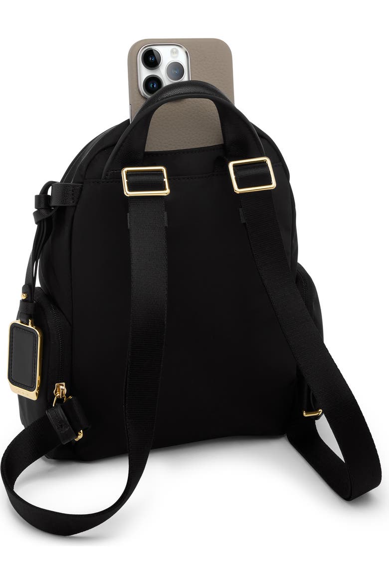 nylon tumi women's backpack small - Just In Case Foldable - Lightweight, Compact Travel Backpack - For One Bag Travel - 15.5" X 12.3" X 4.5" - Black with Gunmetal Hardware The Celina backpack features polished gold accents that contrast wonderfully against the black nylon fabric TUMI - Voyageur Halsey Backpack