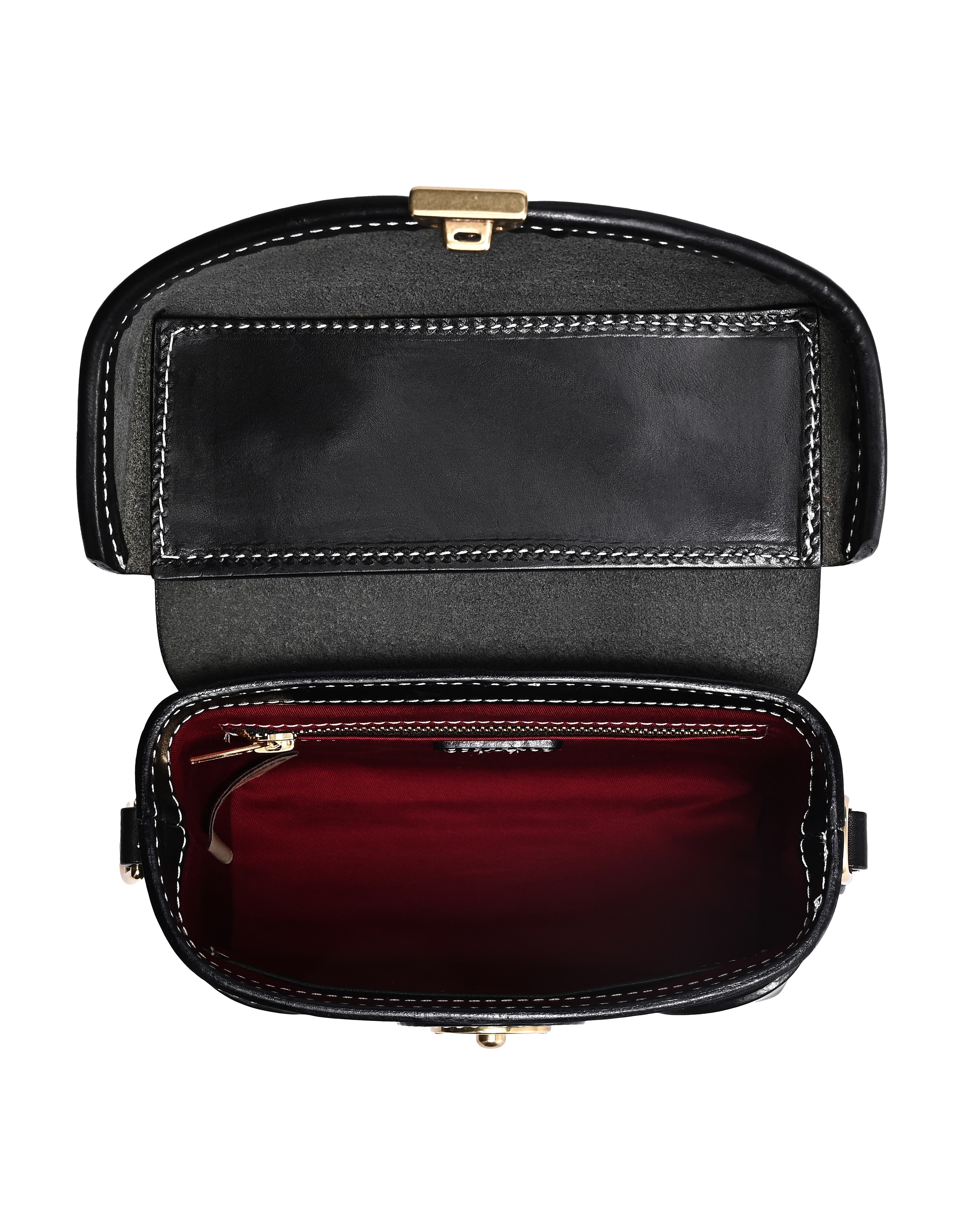 OLD TREND Azalea Genuine Leather Vintage Box Crossbody, Alternate, color, Black