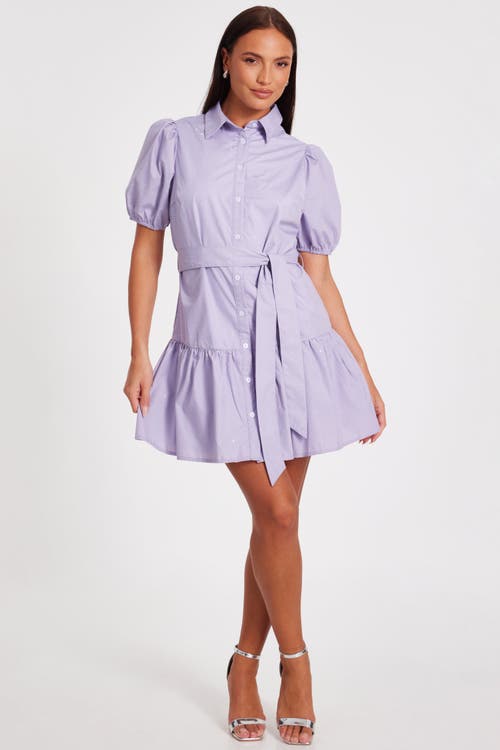 QUIZ QUIZ DIAMANTE DETAIL COTTON SHIRT DRESS