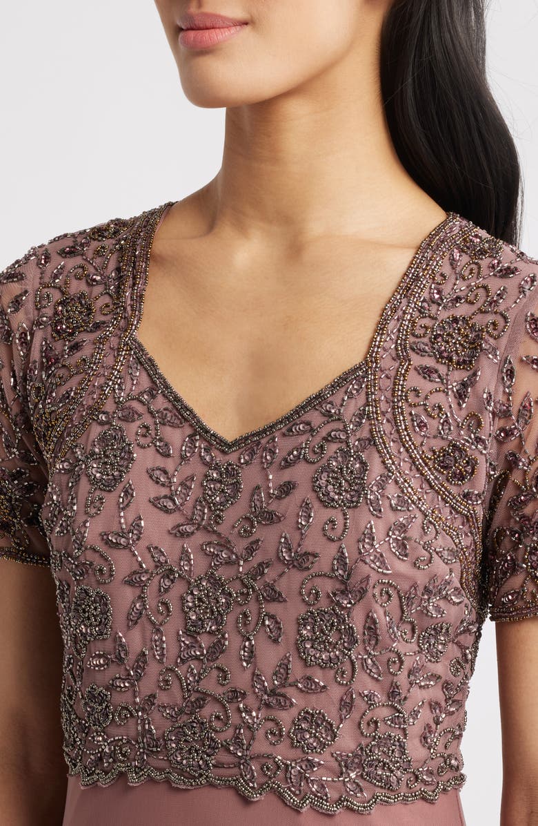 Pisarro Nights Beaded Bodice A-Line Gown, Alternate, color, New Mauve
