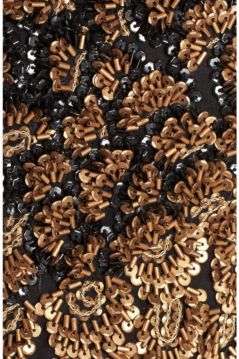 'Chrissy' Embellished Silk Top, Alternate, color, BLACK