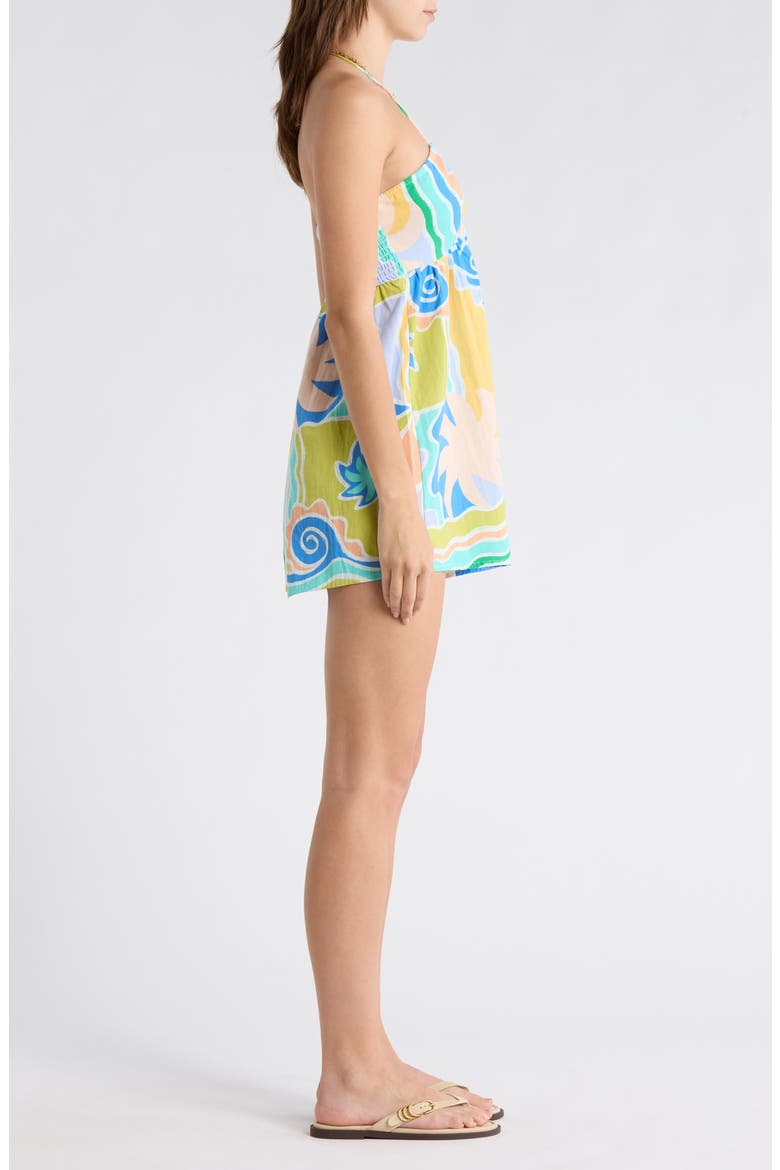 So Groovy Cotton & Linen Halter Romper, Alternate, color, BLUE MULTI