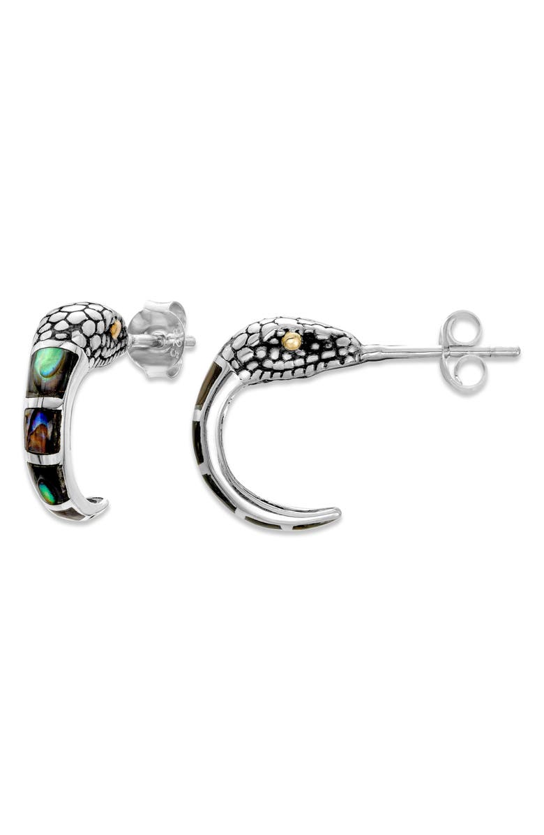 SAMUEL B. Abalone Snake Hoop Earrings, Main, color, Blue/ Green