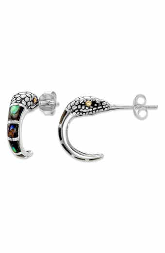 SAMUEL B. Abalone Snake Hoop Earrings