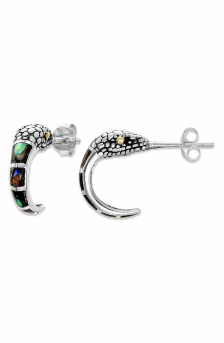 SAMUEL B. Abalone Snake Hoop Earrings