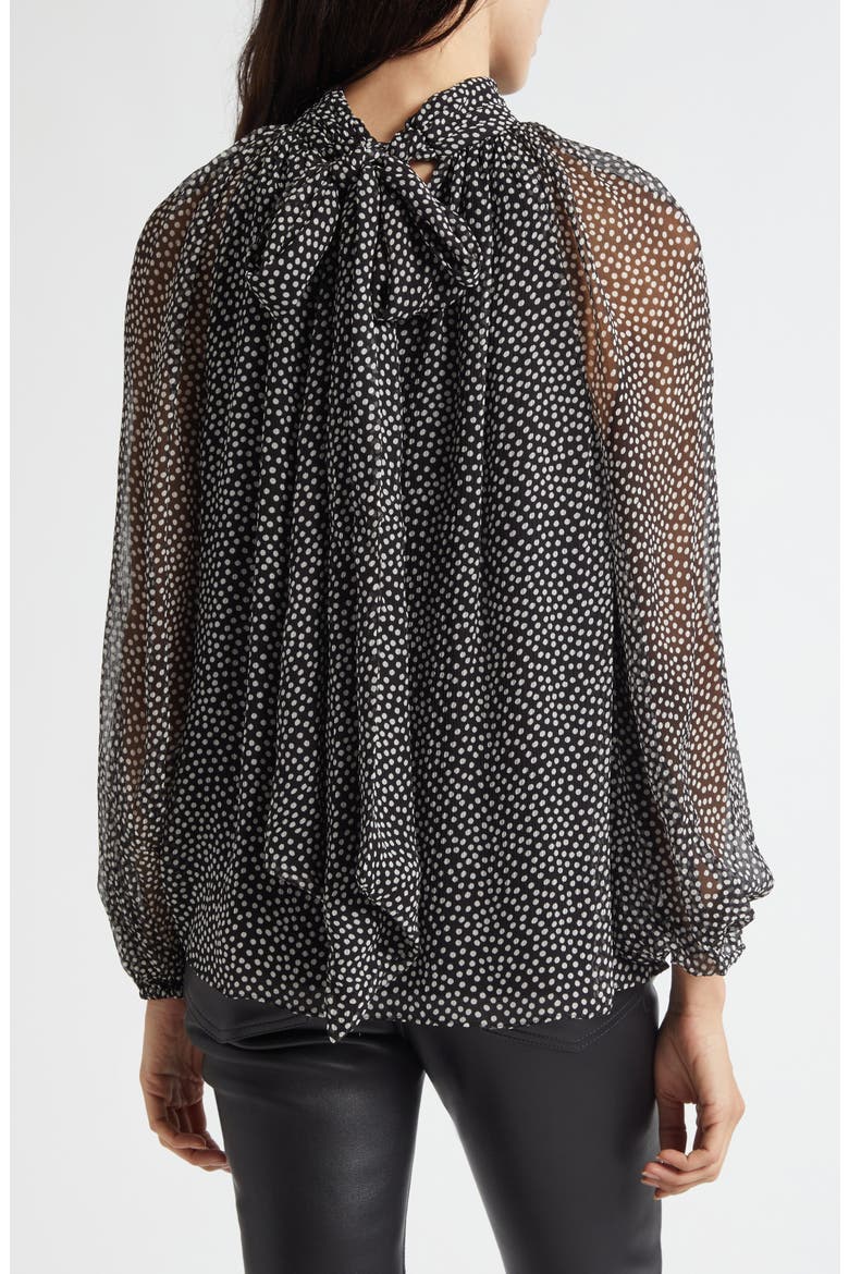Suzanne Polka Dot Silk Chiffon Top, Alternate, color, BLACK POLKADOT
