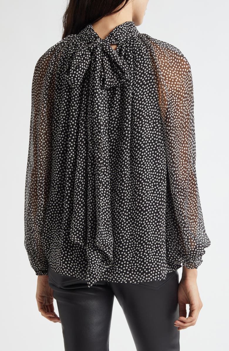 Ramy Brook Suzanne Polka Dot Silk Chiffon Top, Alternate, color, Black Polkadot