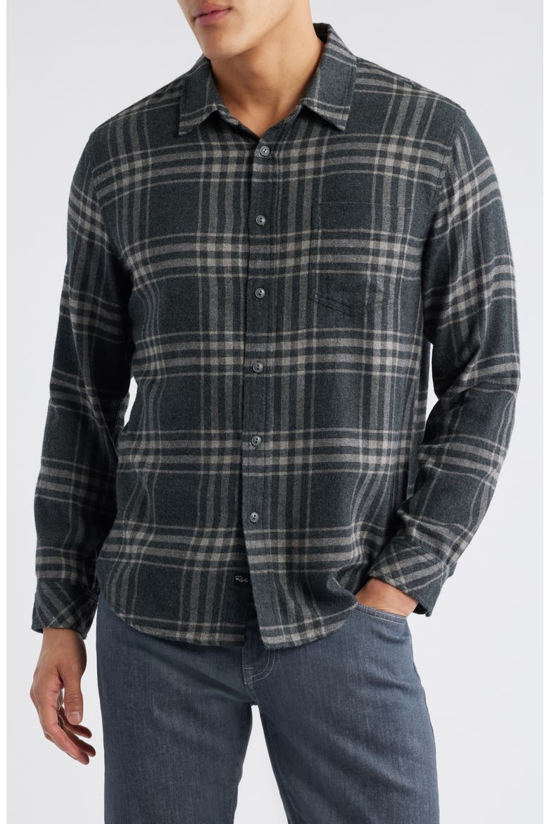 Lennox Plaid Flannel Button-Up Shirt, Main, color, CHARCOAL WRAITH