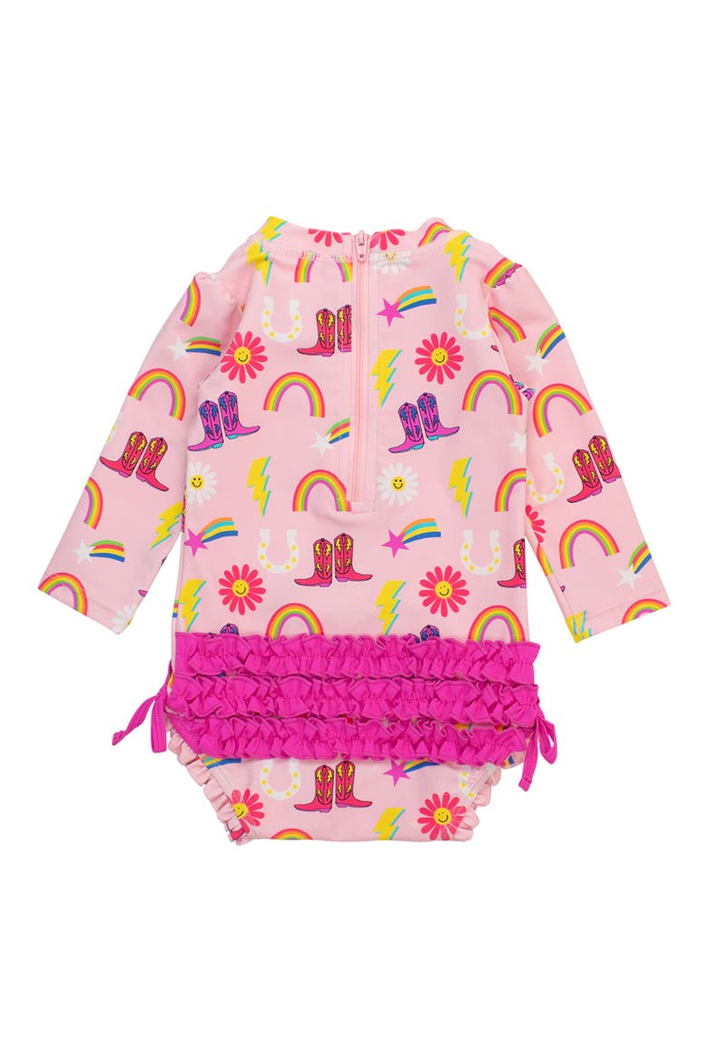 Cowgirl Cutie One-Piece Rashguard Swimsuit, Alternate, color, PINK