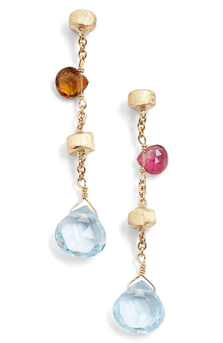Marco Bicego Paradise 18K Yellow Gold Mixed Semiprecious Stones Drop Earrings, Main, color, 