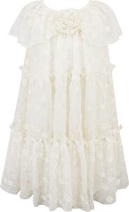 Zunie Kids' Embroidered Mesh Tiered Dress