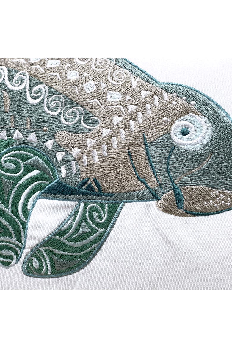 Seaglass Manatee Embroidered Indoor/Outdoor Accent Throw Pillow Decor, Alternate, color, Blue