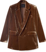 MANGO Double Breasted Velvet Blazer