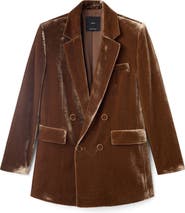 MANGO Double Breasted Velvet Blazer