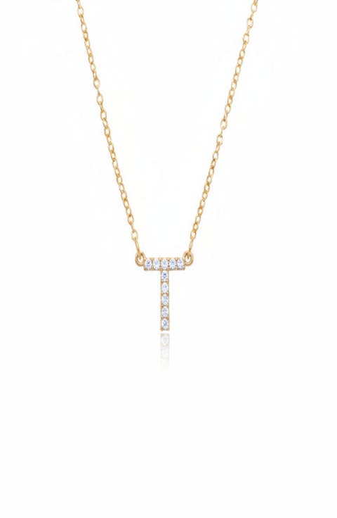 14K Solid Gold Zoe Initial Necklace with Diamonds