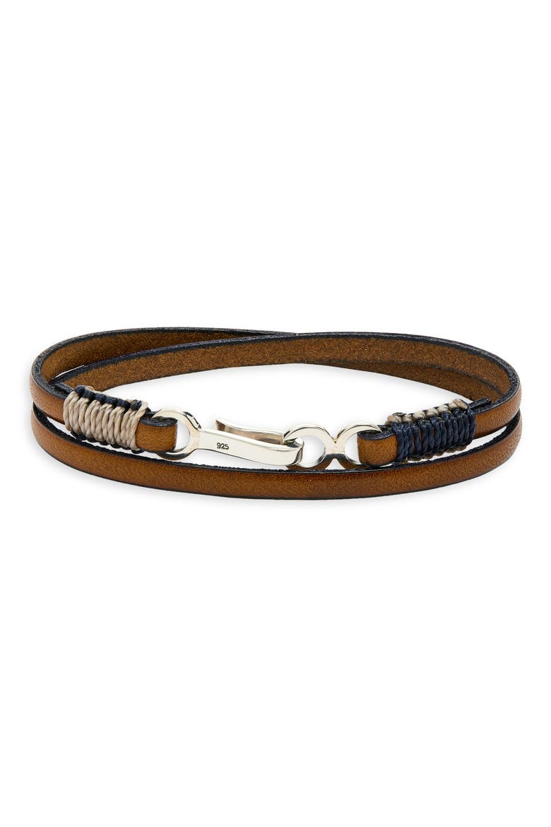 Men's Euro Leather Double Wrap Bracelet, Main, color, TAUPE