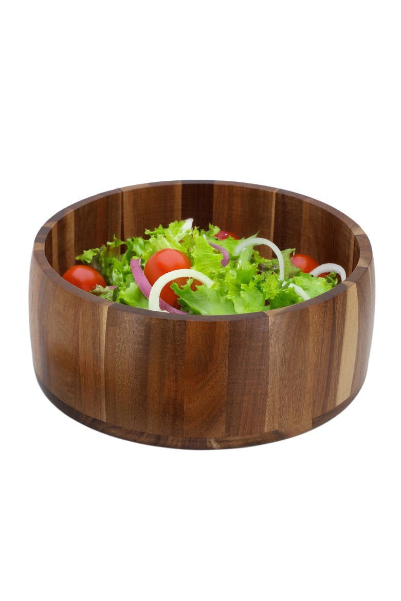 9.75 Inch Large Acacia Wood Salad Bowl, Main, color, Acacia