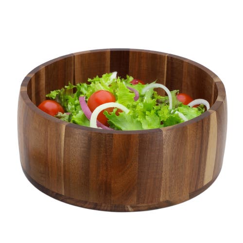 Megachef 9.75 Inch Large Acacia Wood Salad Bowl In Brown