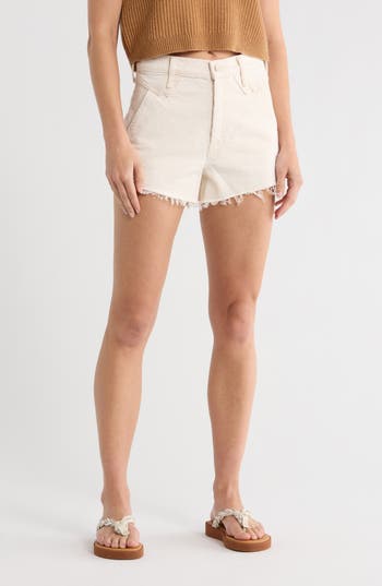 Mother The Rocky Tomcat Kick Fray Shorts Act Natural Jeans In Neutral