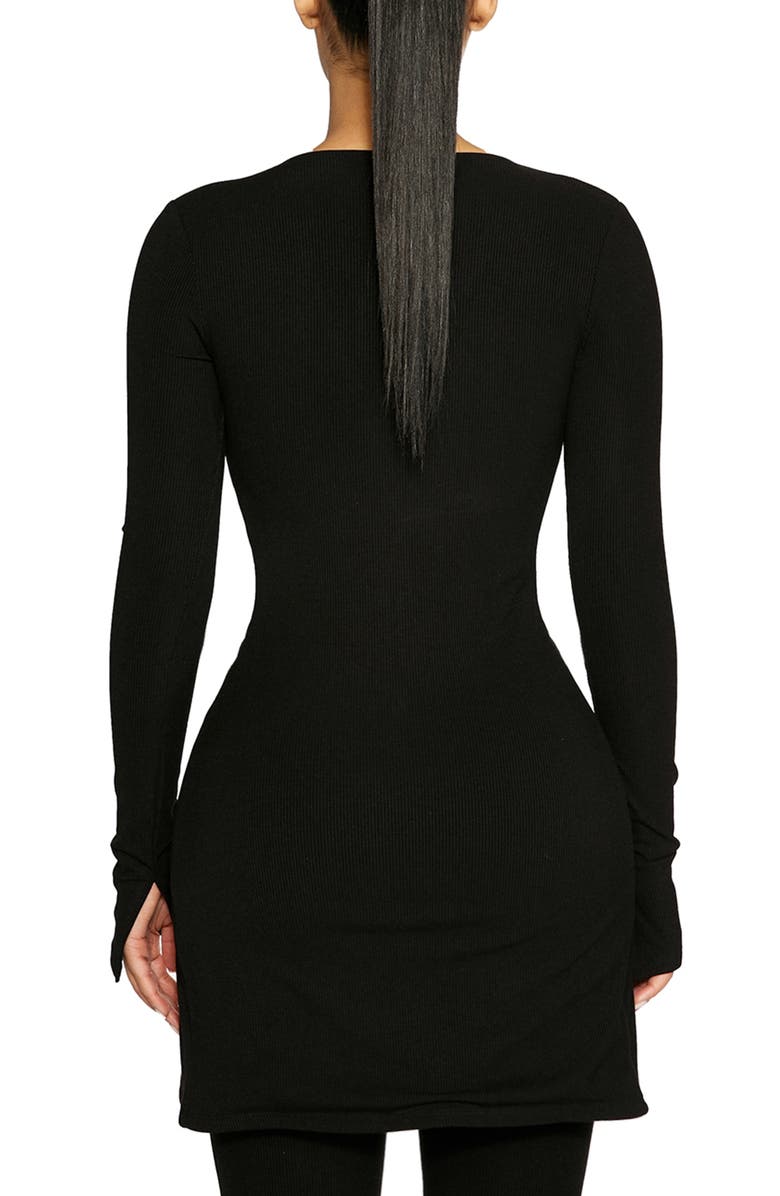 Naked Wardrobe Zip Front Rib Cardigan, Alternate, color, Black