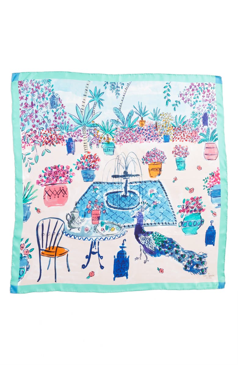 Kate Spade New York majorelle scene silk square scarf, Alternate, color,