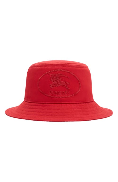 Burberry Ekd Embroidered Water Resistant Gabardine Bucket Hat In Red