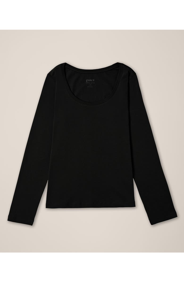 Pact Organic Cotton Softspun Long Sleeve Scoop Neck Tee, Alternate, color, Black