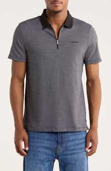 Calvin Klein Iconic Herringbone Cotton Zip Polo