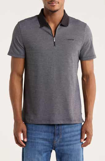 Calvin Klein Iconic Herringbone Cotton Zip Polo