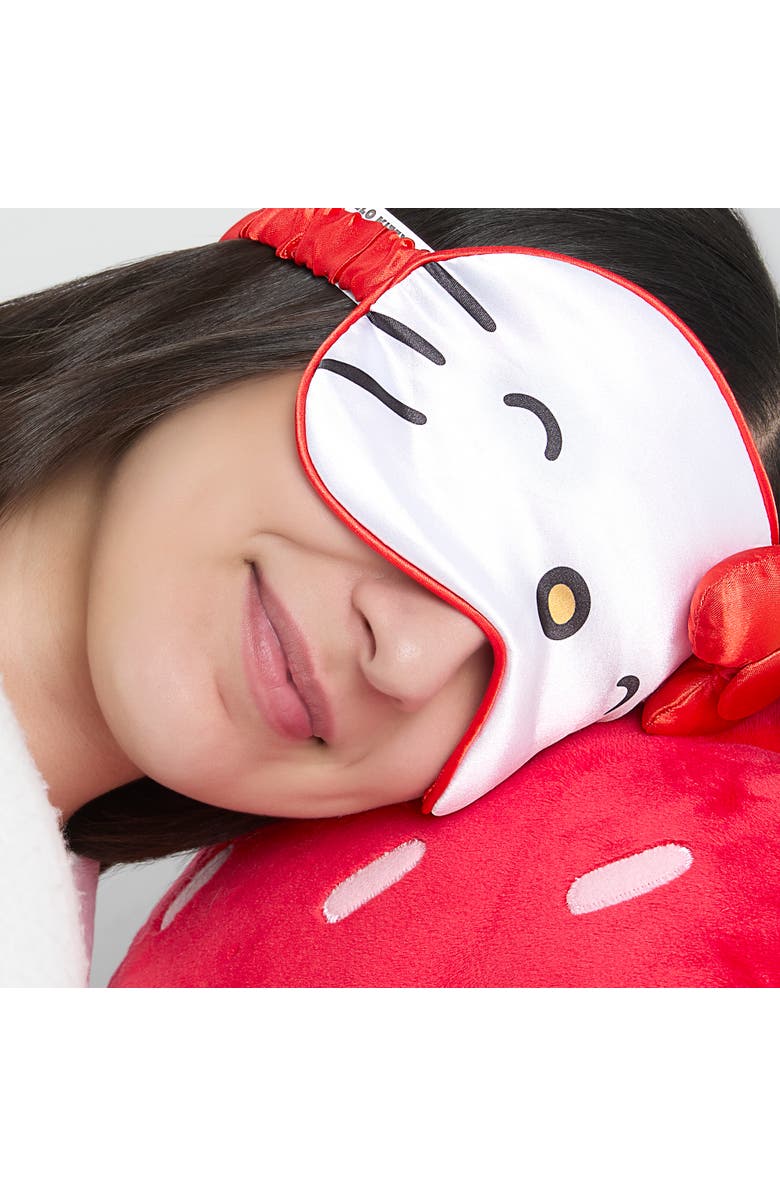 Hello Kitty Sleep Mask Official License, Satin Eye Mask for Sleeping with 3D Bow, Sanrio Gifts, Alternate, color, White, Red