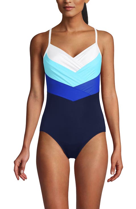 Slender Suit V-neck Pleated X-back One Piece Swimsuit Adjustable Straps