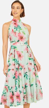 Yumi Floral Halter Neck Midi Dress