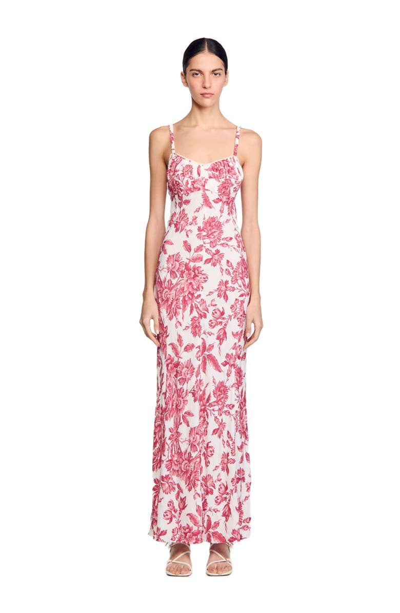 SANDRO Floral print maxi dress, Main, color, 