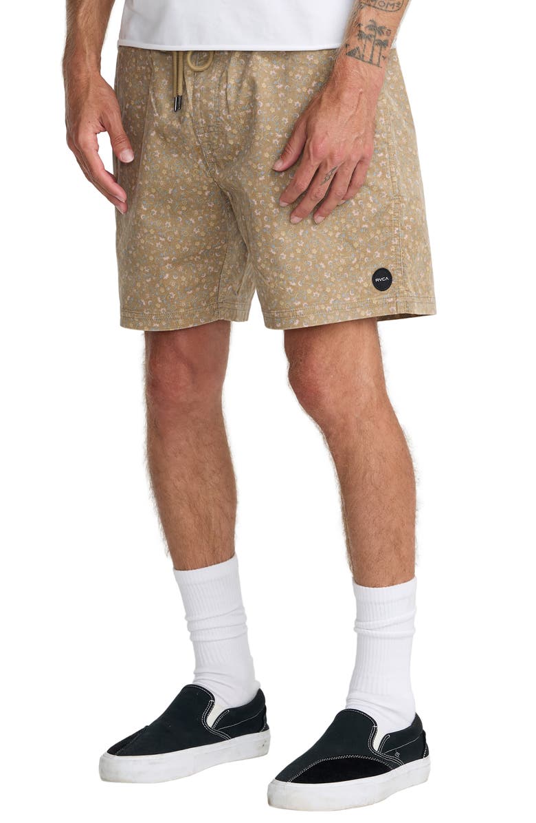 RVCA Escape Elastic Cord II Floral Corduroy Shorts, Alternate, color, Coyote
