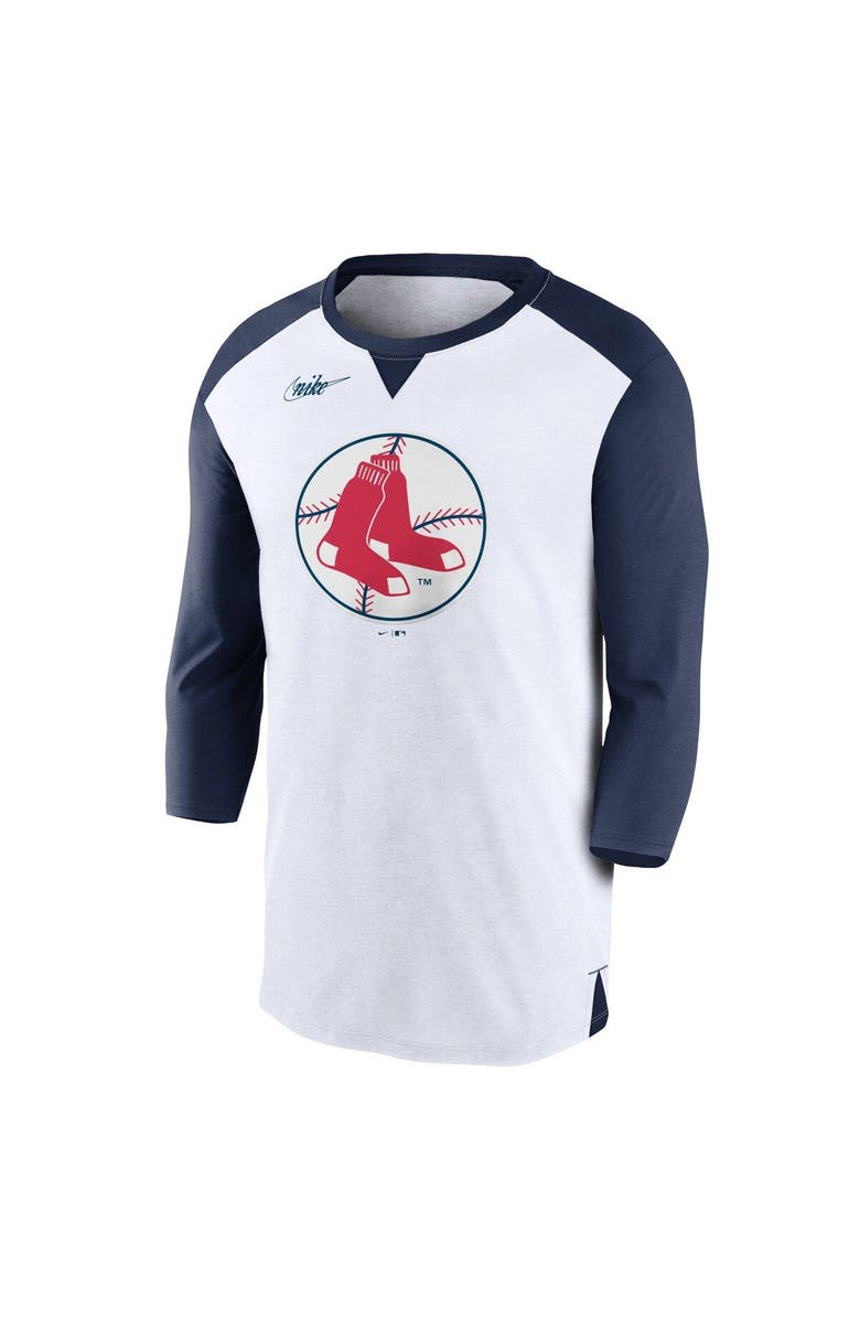 Nike Men's Nike White/Navy Boston Red Sox Rewind 3/4-Sleeve T-Shirt, Alternate, color, White
