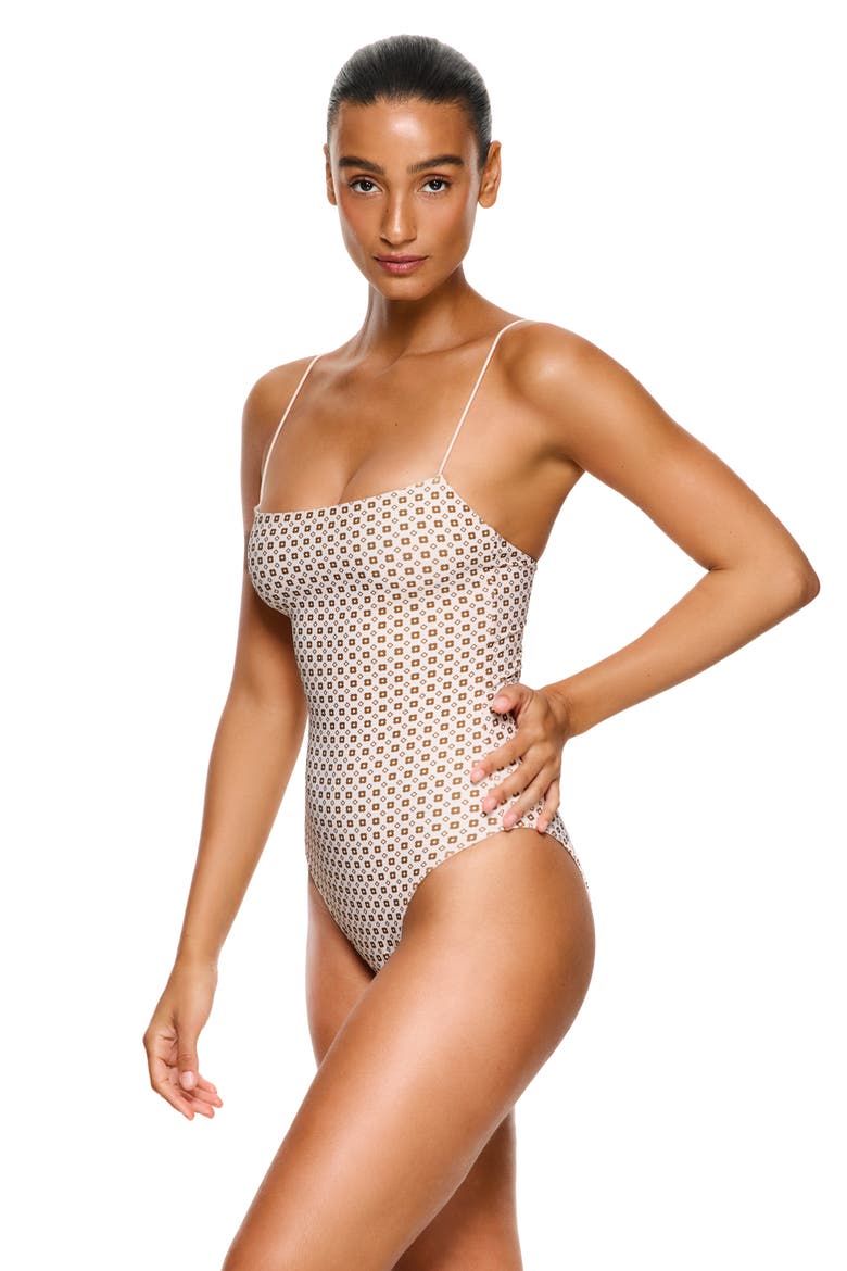 Love Notes Reversible Open Back One Piece Swimsuit, Alternate, color, Cream-Brown