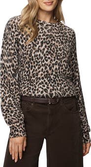 Splendid Delaney Leopard Print Crewneck Sweater