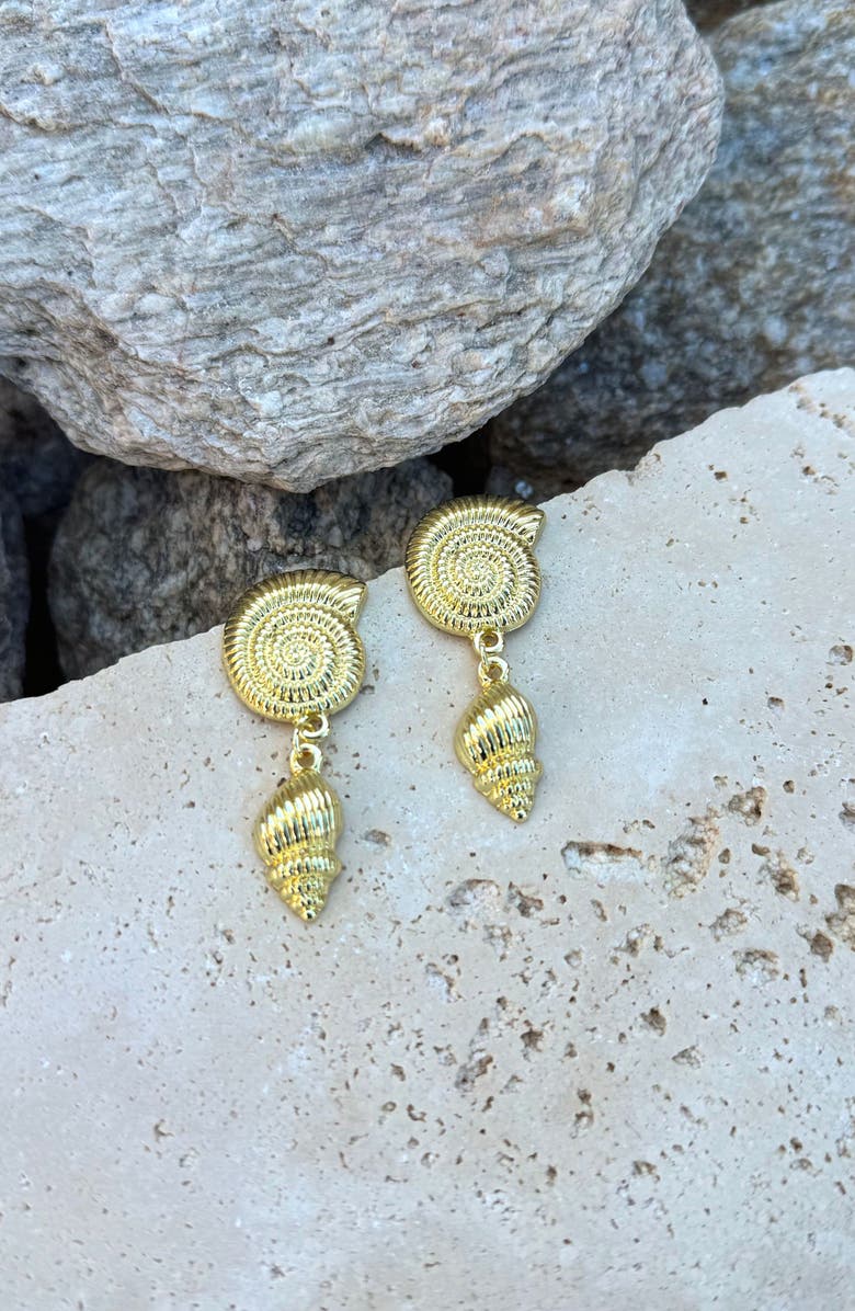 Adornia Shell Drop Earrings, Alternate, color, Gold