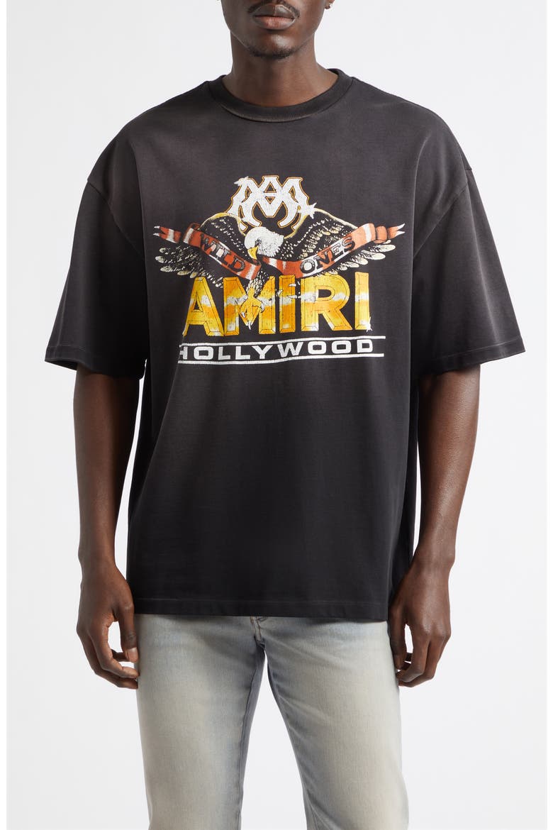 Oversize Eagle Hollywood Skate Graphic T-Shirt, Main, color, BLACK