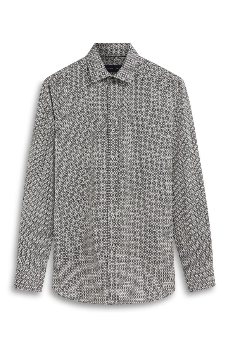 Julian Shaped Fit Chain Link Print Stretch Cotton Button-Up Shirt, Alternate, color, CEMENT