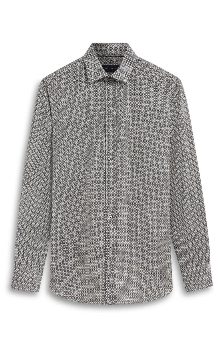Bugatchi Julian Shaped Fit Chain Link Print Stretch Cotton Button-Up Shirt, Alternate, color,