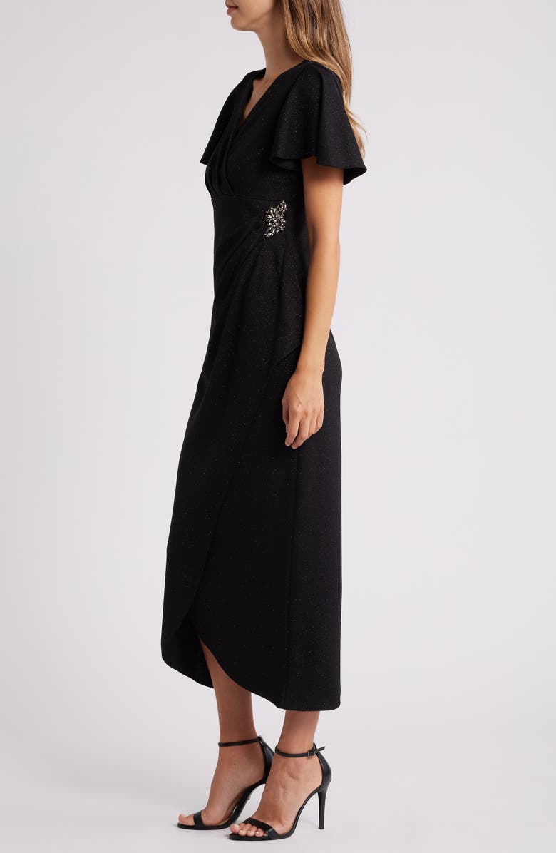 SL FASHIONS Glitter Flutter Sleeve Gown, Alternate, color,