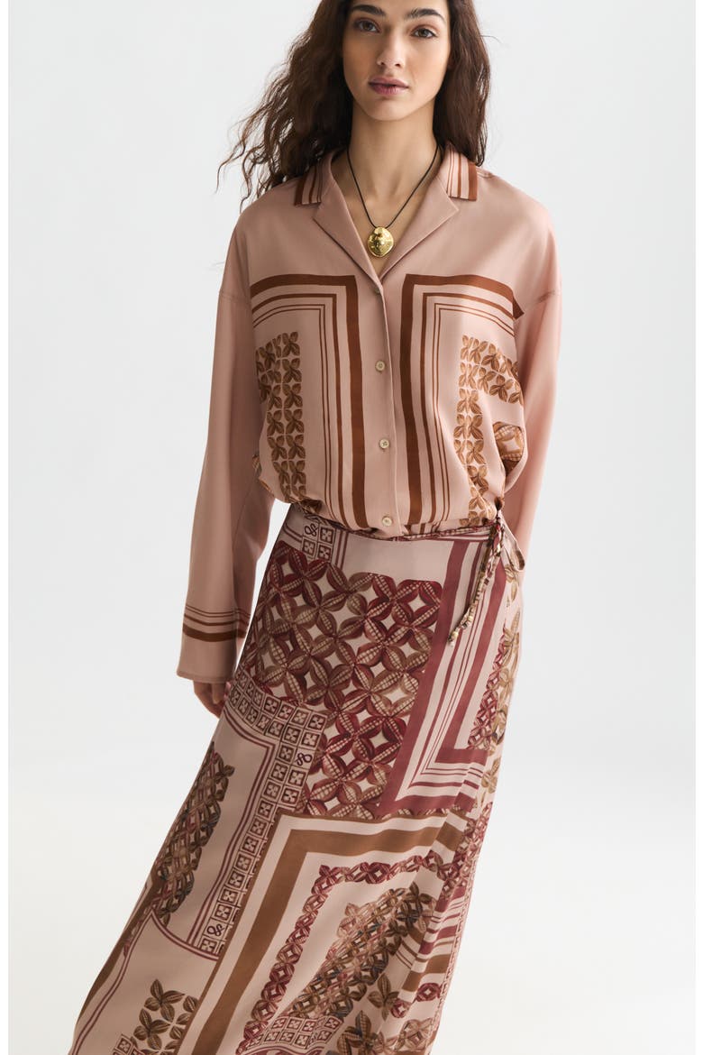 Print Ankle Skirt, Alternate, color, TILES FOULARD ROSEDUST