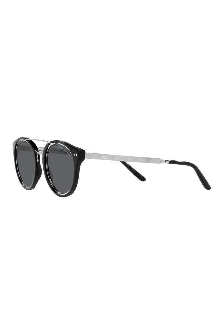 49mm Round Sunglasses, Alternate, color, BLACK