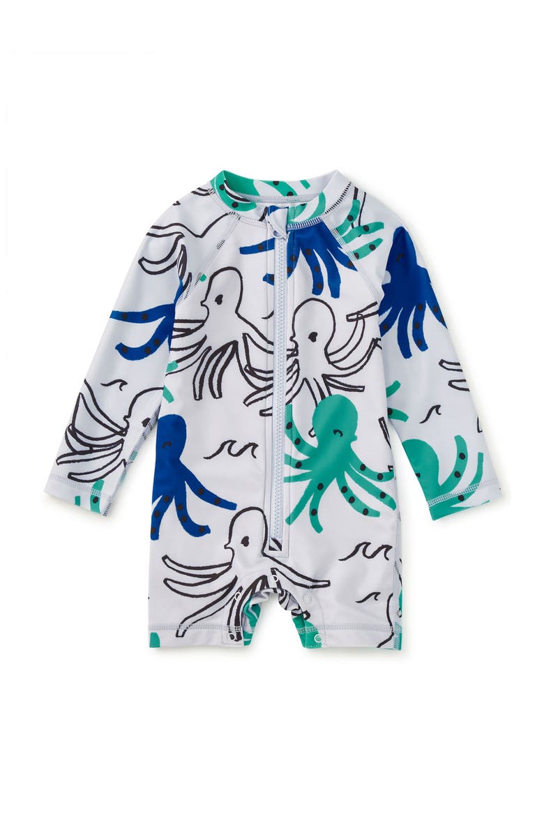 Rash Guard Swimsuit, Main, color, Sketched Octopus