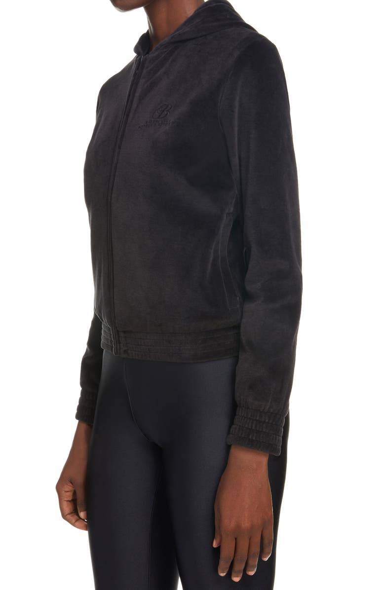 Balenciaga Hotel Logo Shrunken Velour Jacket, Alternate, color, 