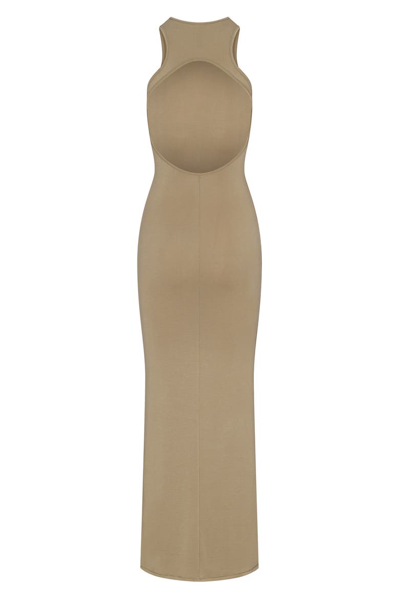 Smooth Lounge Open Back Maxi Dress, Alternate, color, KHAKI