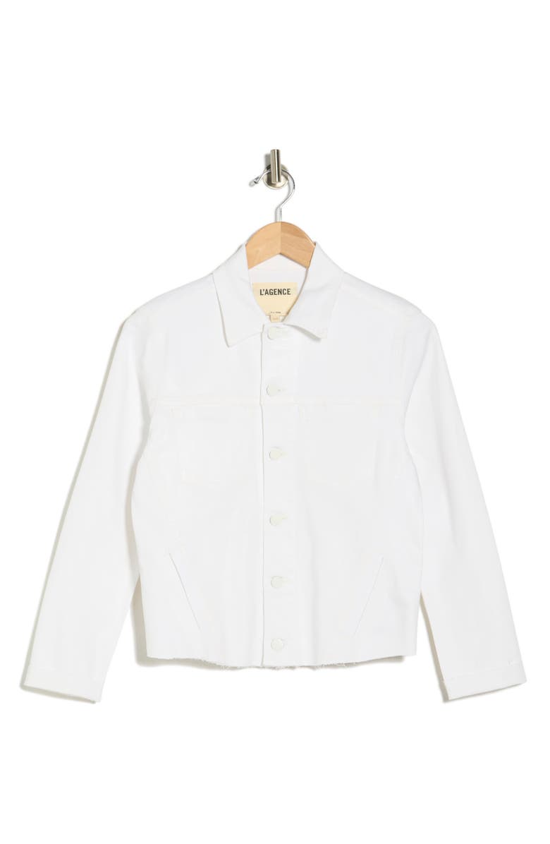 L'AGENCE Janelle Slim Fit Raw Hem Jacket, Main, color, 