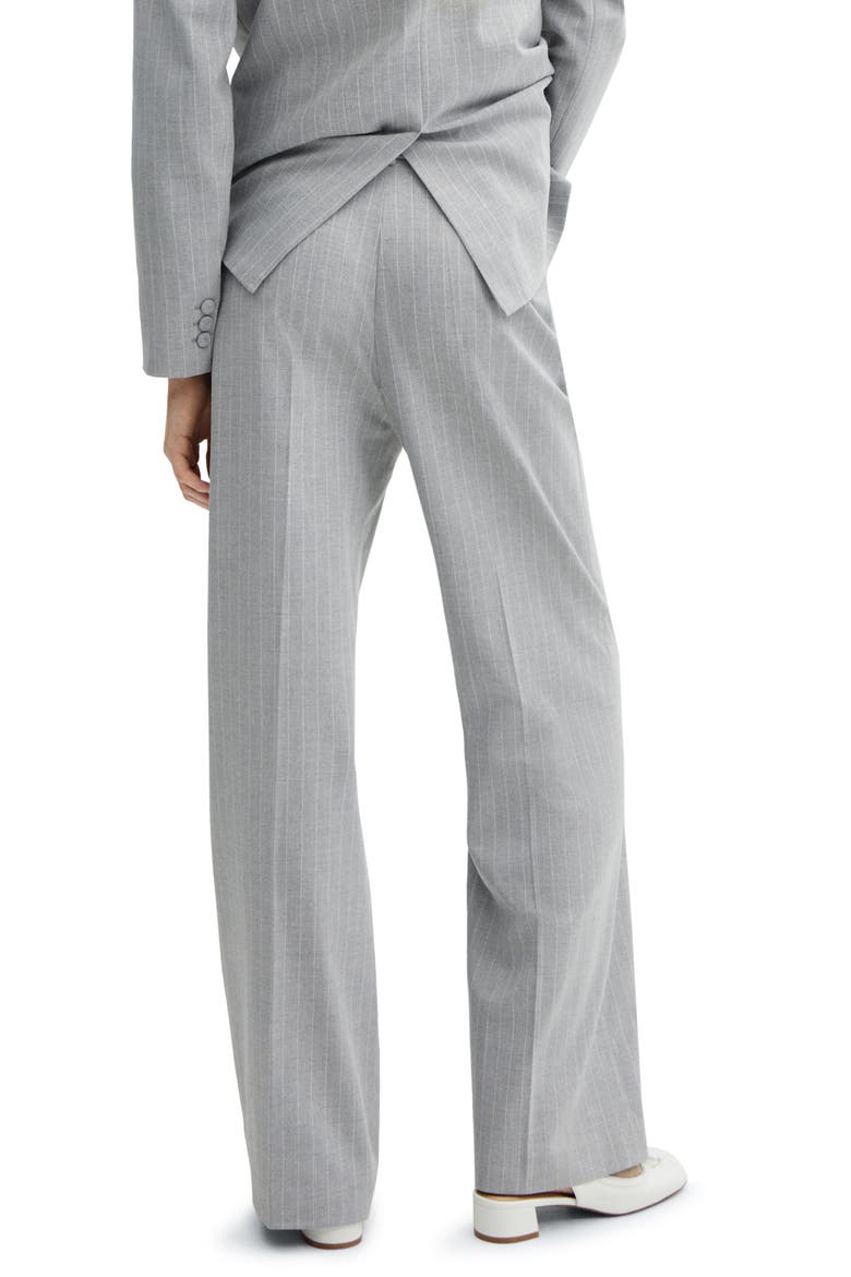 Pinstripe Wide Leg Suit Pants, Alternate, color, MEDIUM HEATHER GREY